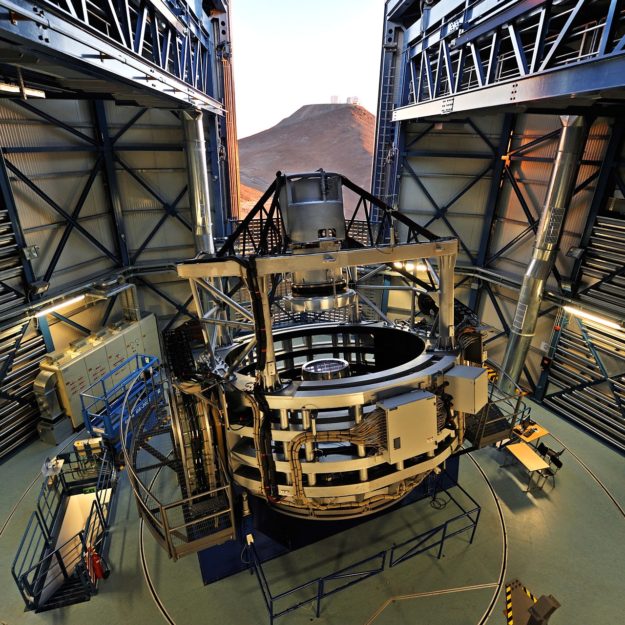 VISTA Telescope Large telescope on a mountain in chile, interior shot